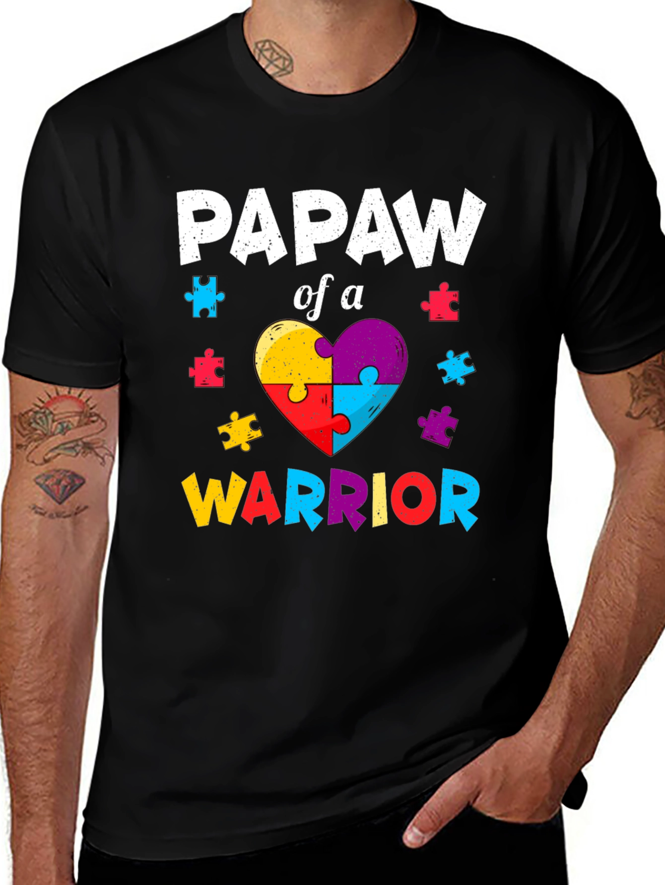 Papaw of a Warrior Autism Awareness T-Shirt