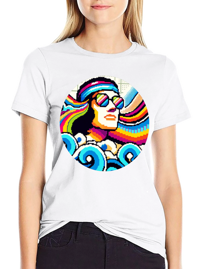 Retro Pixel Art T-Shirt - Cool 8-Bit Hippie Design