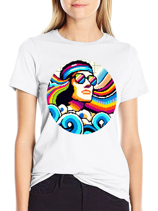 Retro Pixel Art T-Shirt - Cool 8-Bit Hippie Design