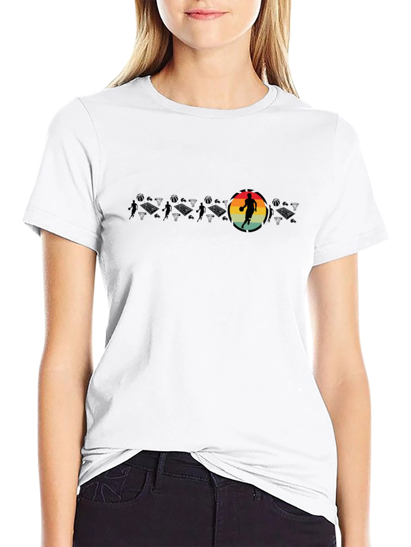 Retro Basketball Player Black T-Shirt