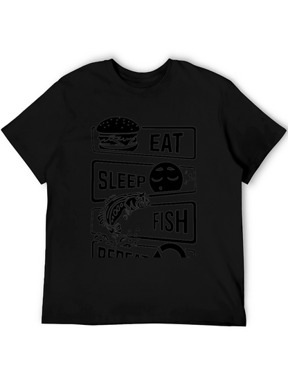 Eat Sleep Fish Repeat Black T-Shirt