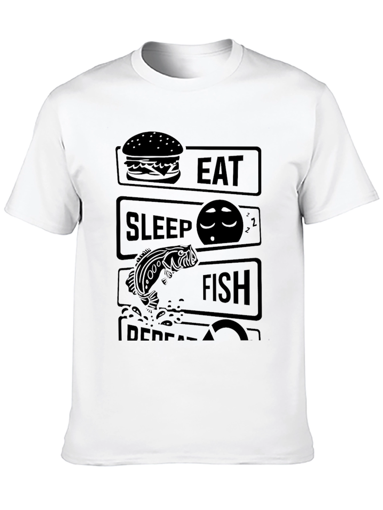 Eat Sleep Fish Repeat Black T-Shirt