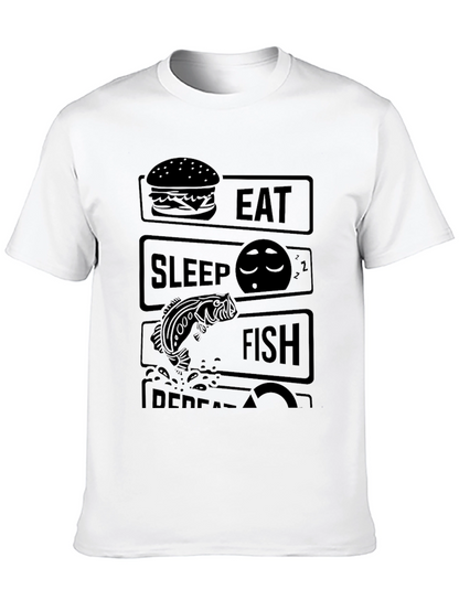 Eat Sleep Fish Repeat Black T-Shirt