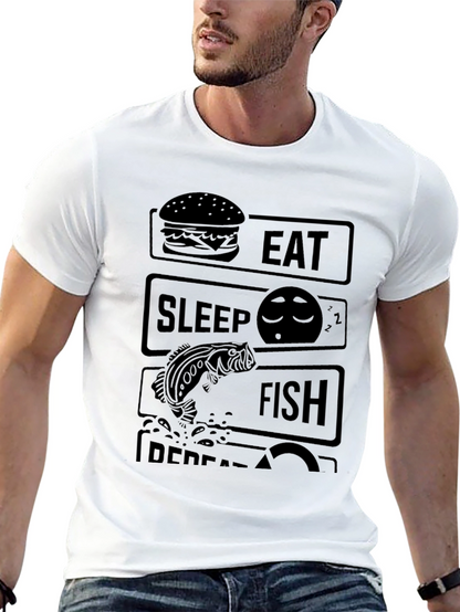Eat Sleep Fish Repeat Black T-Shirt