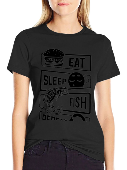 Eat Sleep Fish Repeat Black T-Shirt