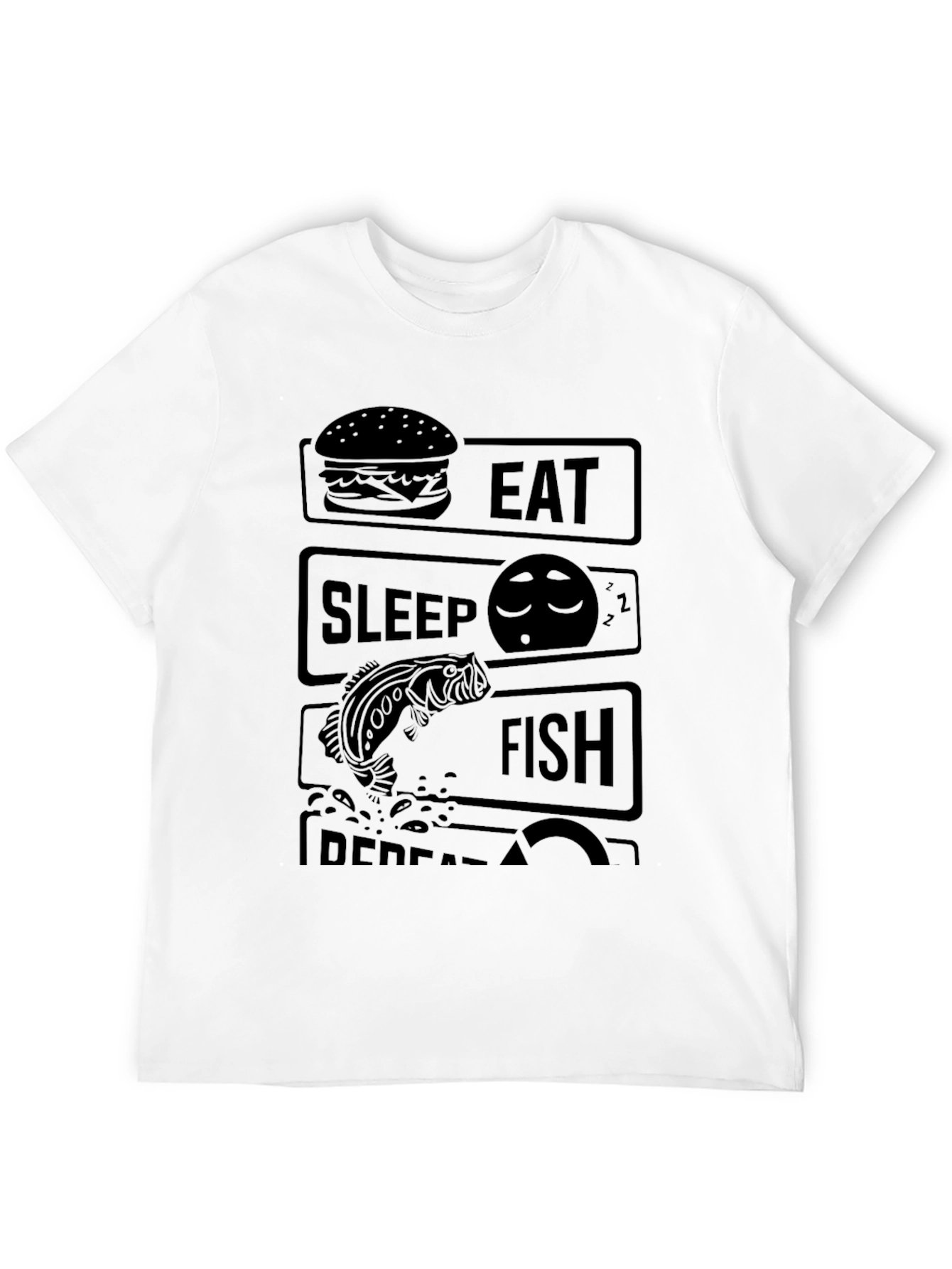 Eat Sleep Fish Repeat Black T-Shirt