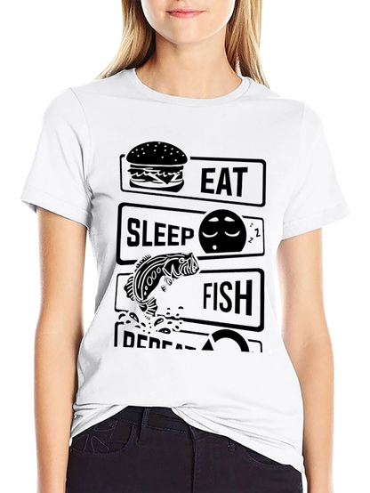 Eat Sleep Fish Repeat Black T-Shirt
