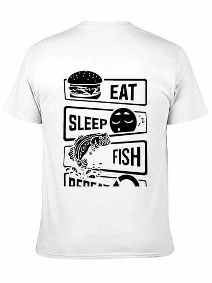 Eat Sleep Fish Repeat Black T-Shirt