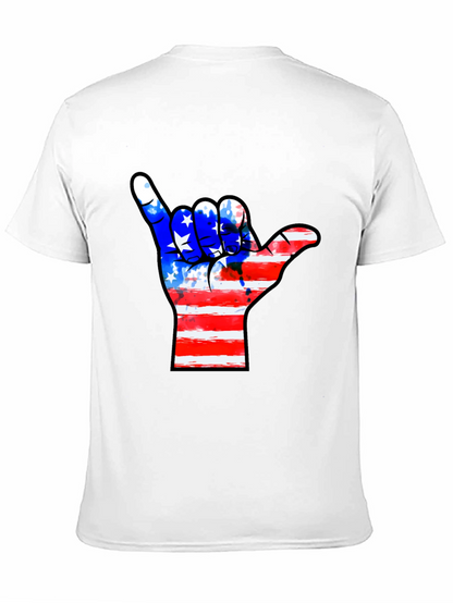 American Flag Shaka Hand Black T-Shirt