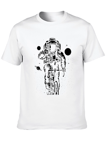 Astronaut Biker Graphic Tee - Space Adventure Shirt