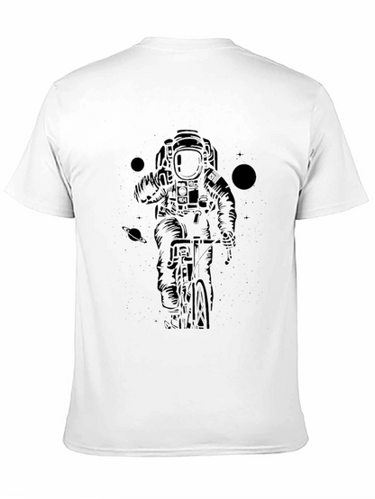 Astronaut Biker Graphic Tee - Space Adventure Shirt