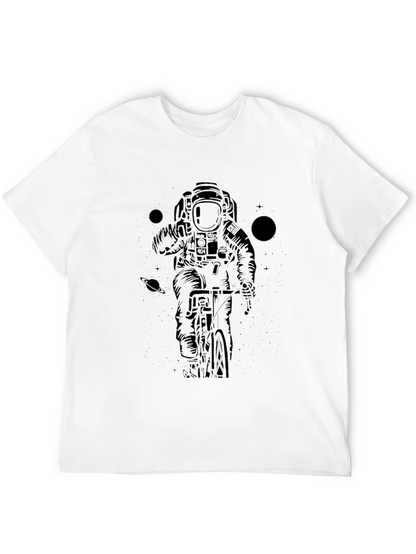 Astronaut Biker Graphic Tee - Space Adventure Shirt