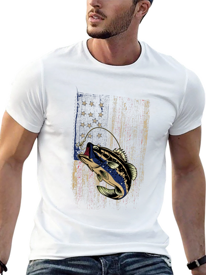 Fishing Bass American Flag T-Shirt