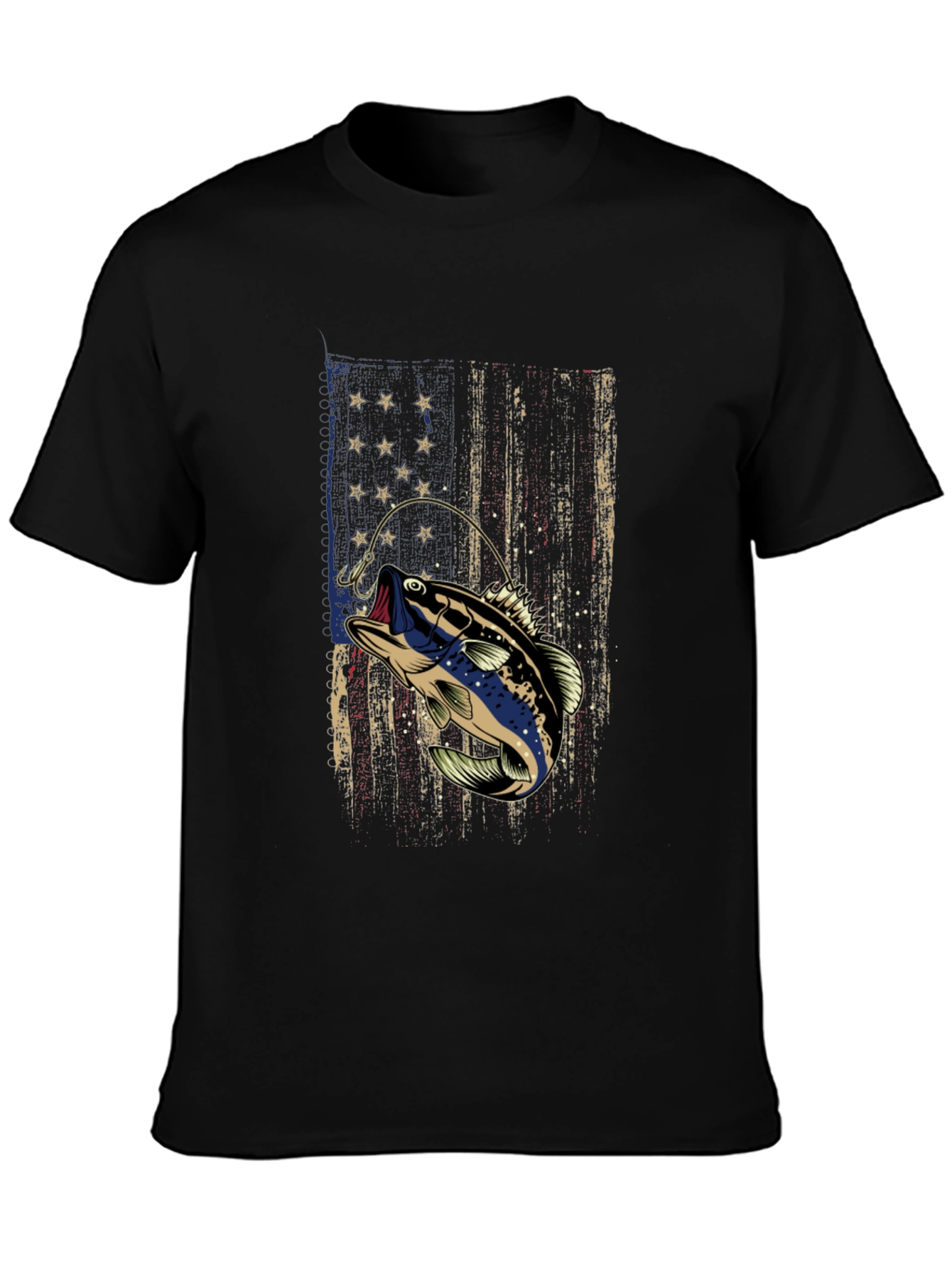 Fishing Bass American Flag T-Shirt