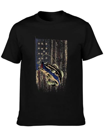 Fishing Bass American Flag T-Shirt