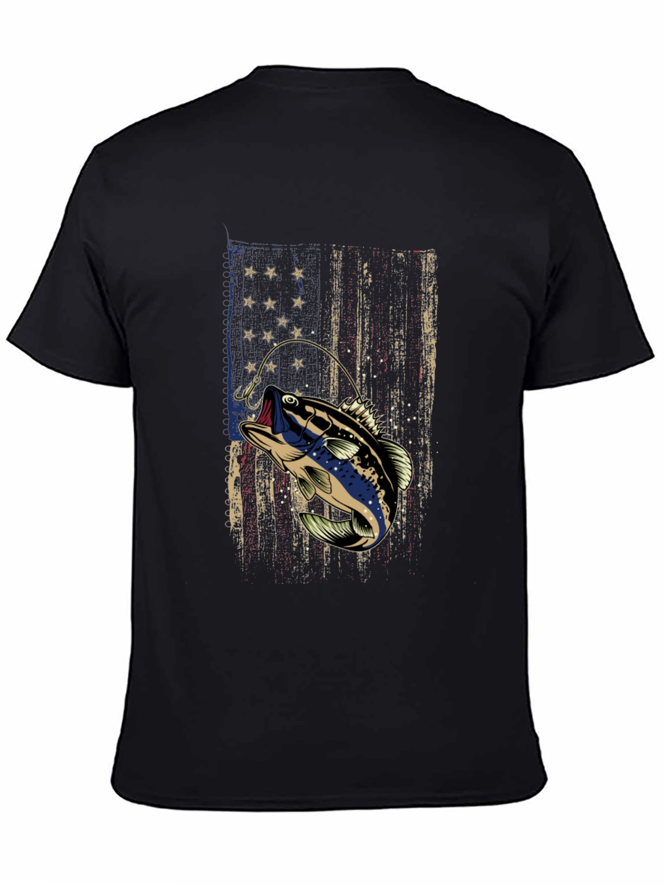 Fishing Bass American Flag T-Shirt