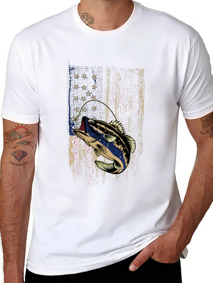 Fishing Bass American Flag T-Shirt