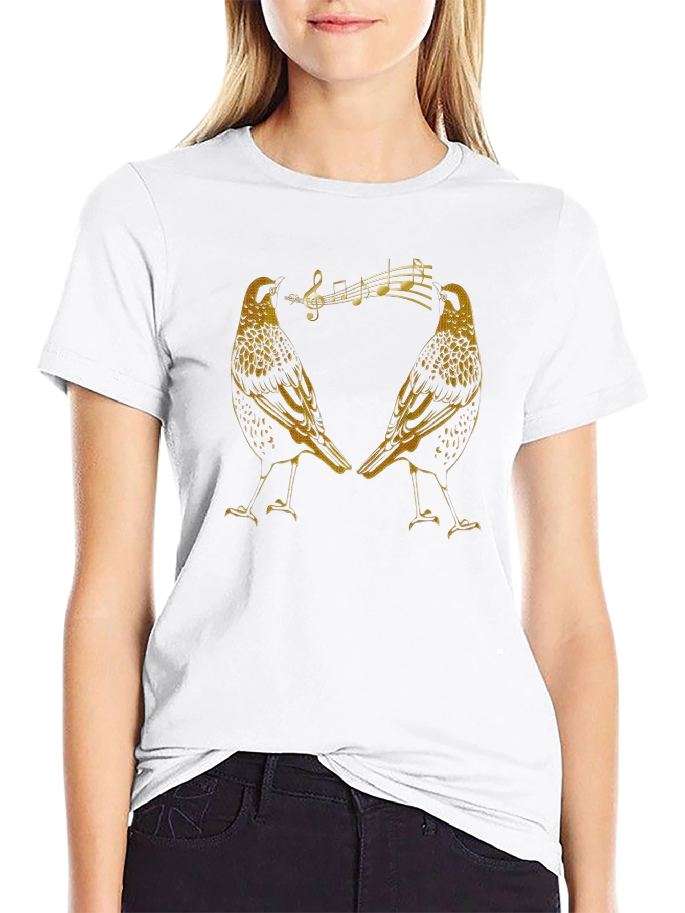 Singing Starlings Graphic Tee - Black Cotton T-Shirt