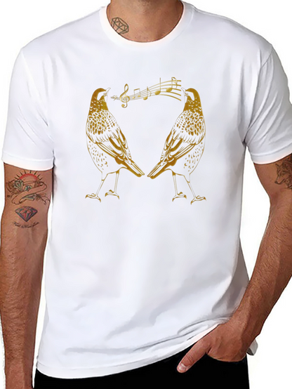 Singing Starlings Graphic Tee - Black Cotton T-Shirt