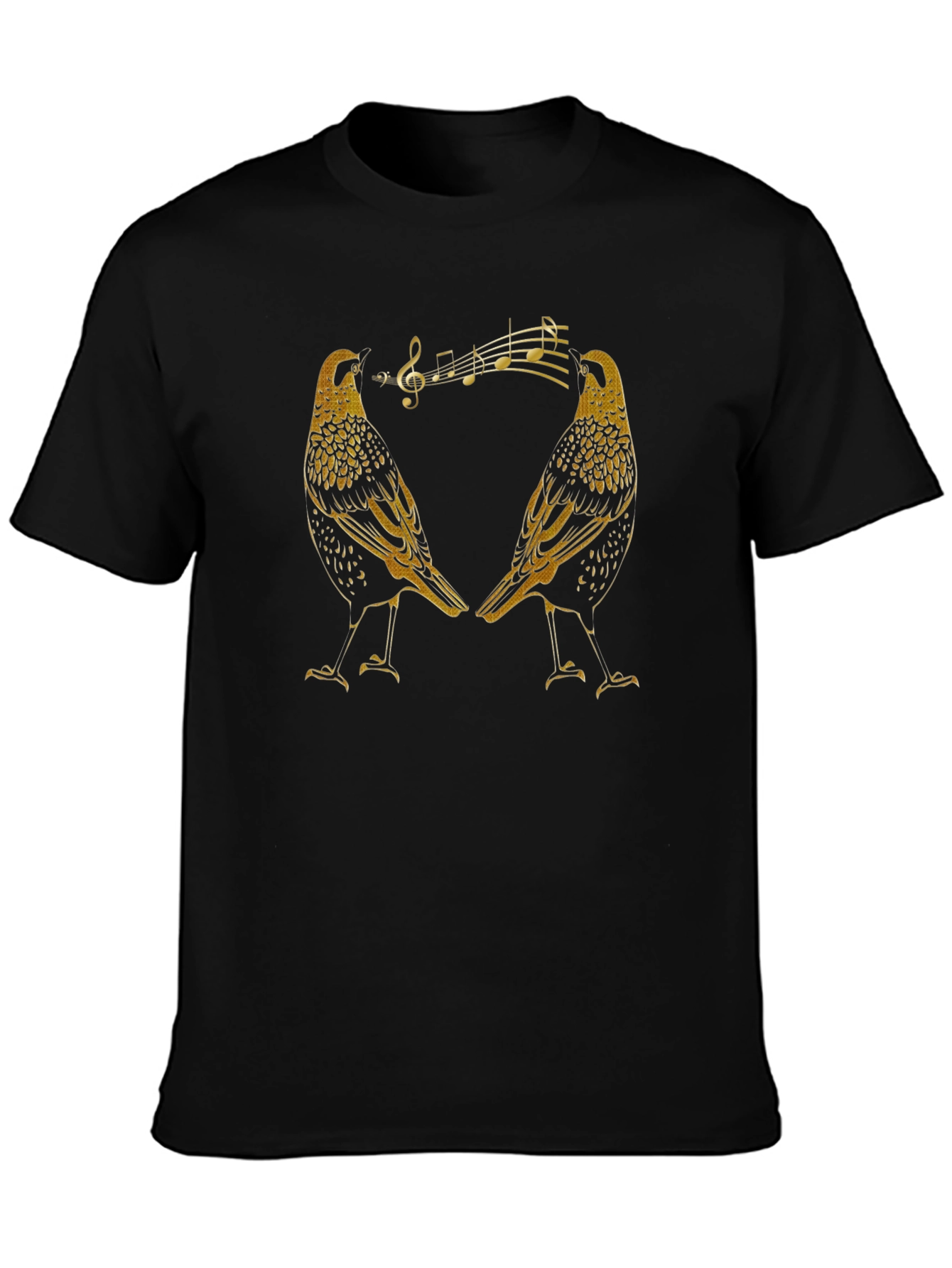 Singing Starlings Graphic Tee - Black Cotton T-Shirt