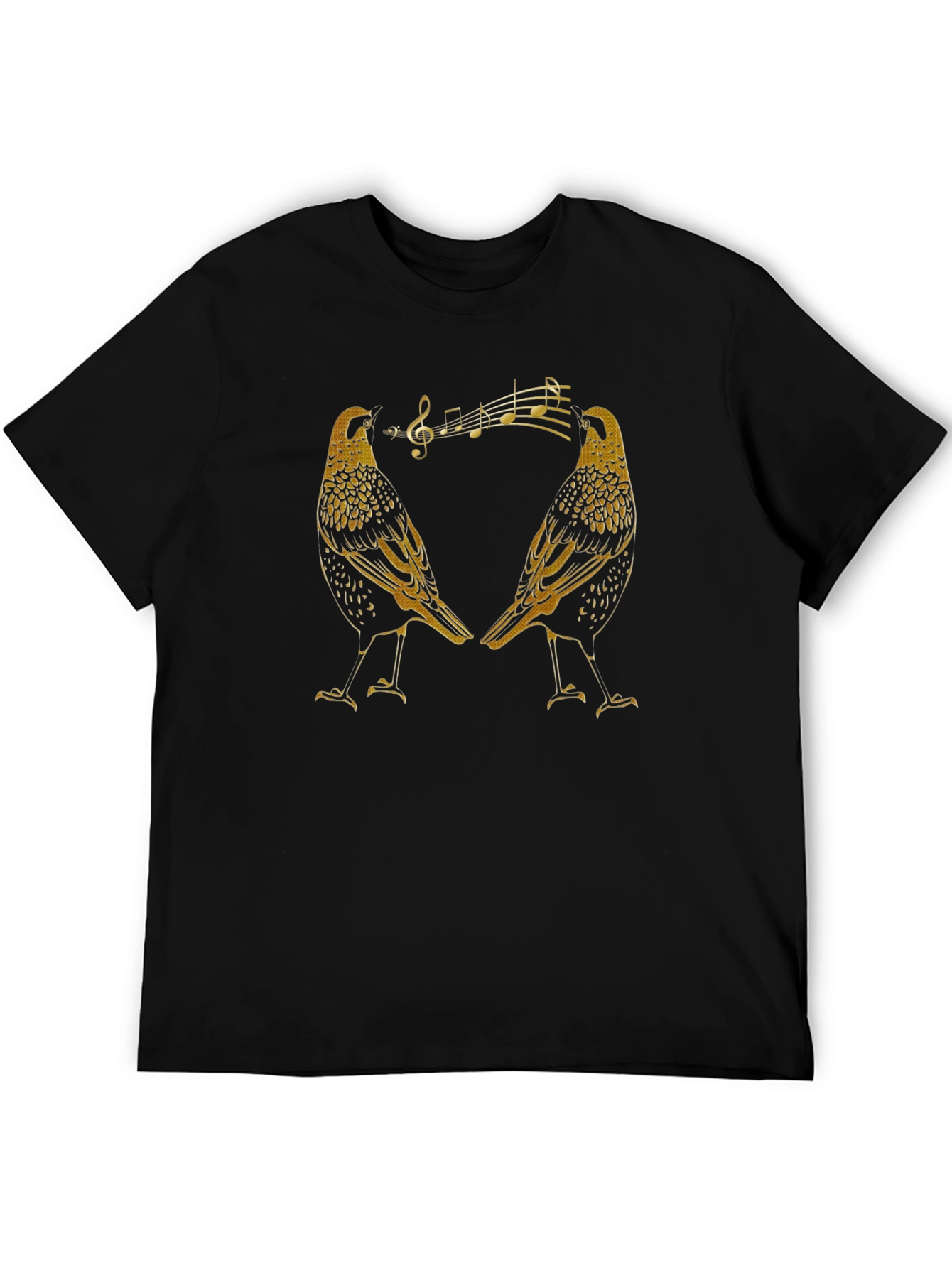 Singing Starlings Graphic Tee - Black Cotton T-Shirt