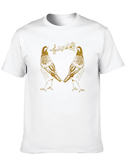 Singing Starlings Graphic Tee - Black Cotton T-Shirt