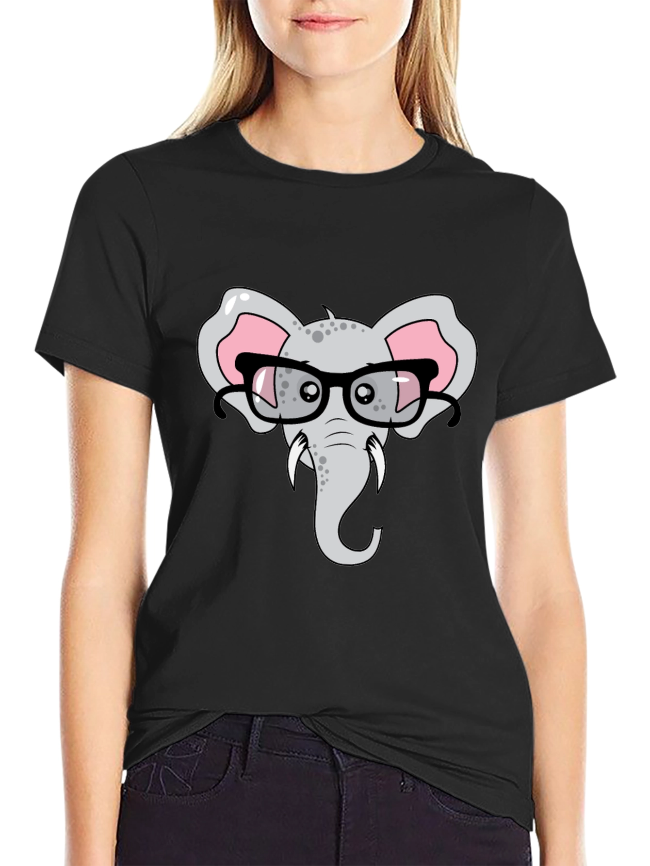 Elephant with Glasses Graphic T-Shirt