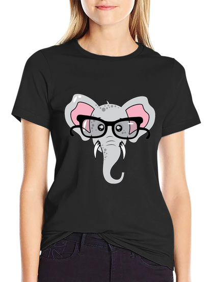 Elephant with Glasses Graphic T-Shirt