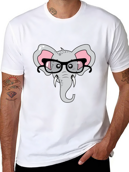 Elephant with Glasses Graphic T-Shirt