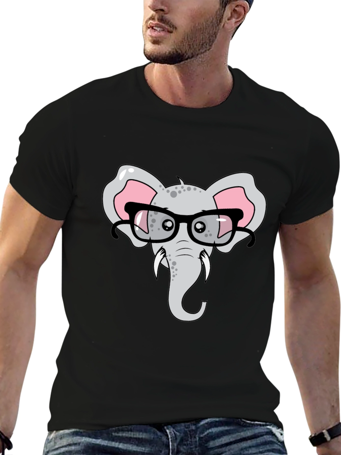 Elephant with Glasses Graphic T-Shirt
