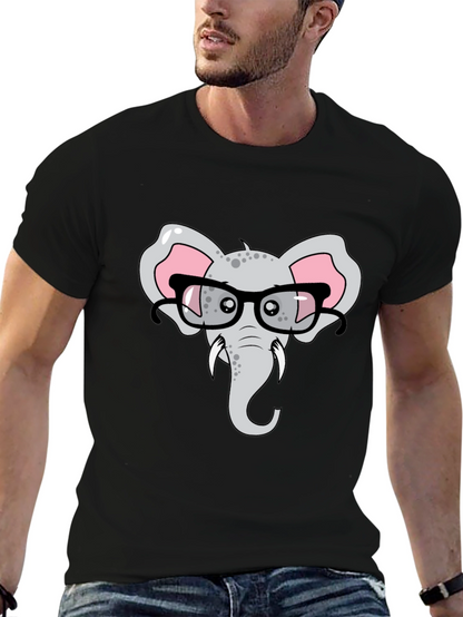 Elephant with Glasses Graphic T-Shirt
