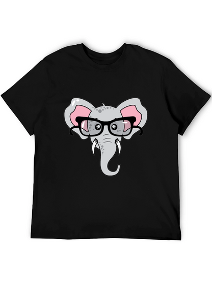 Elephant with Glasses Graphic T-Shirt