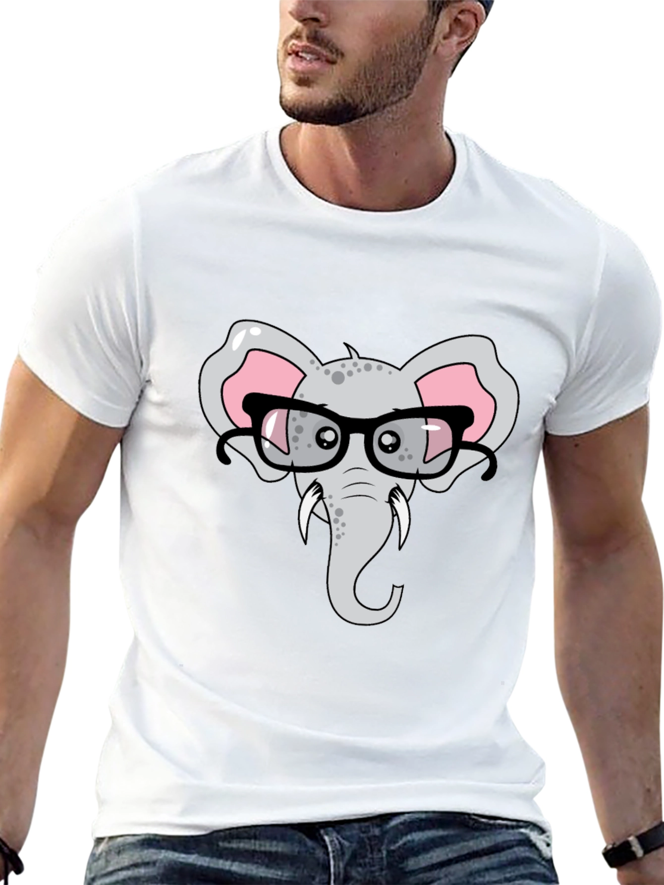 Elephant with Glasses Graphic T-Shirt