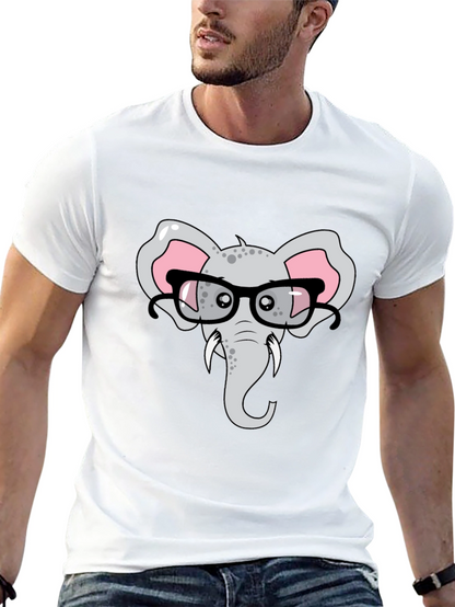 Elephant with Glasses Graphic T-Shirt