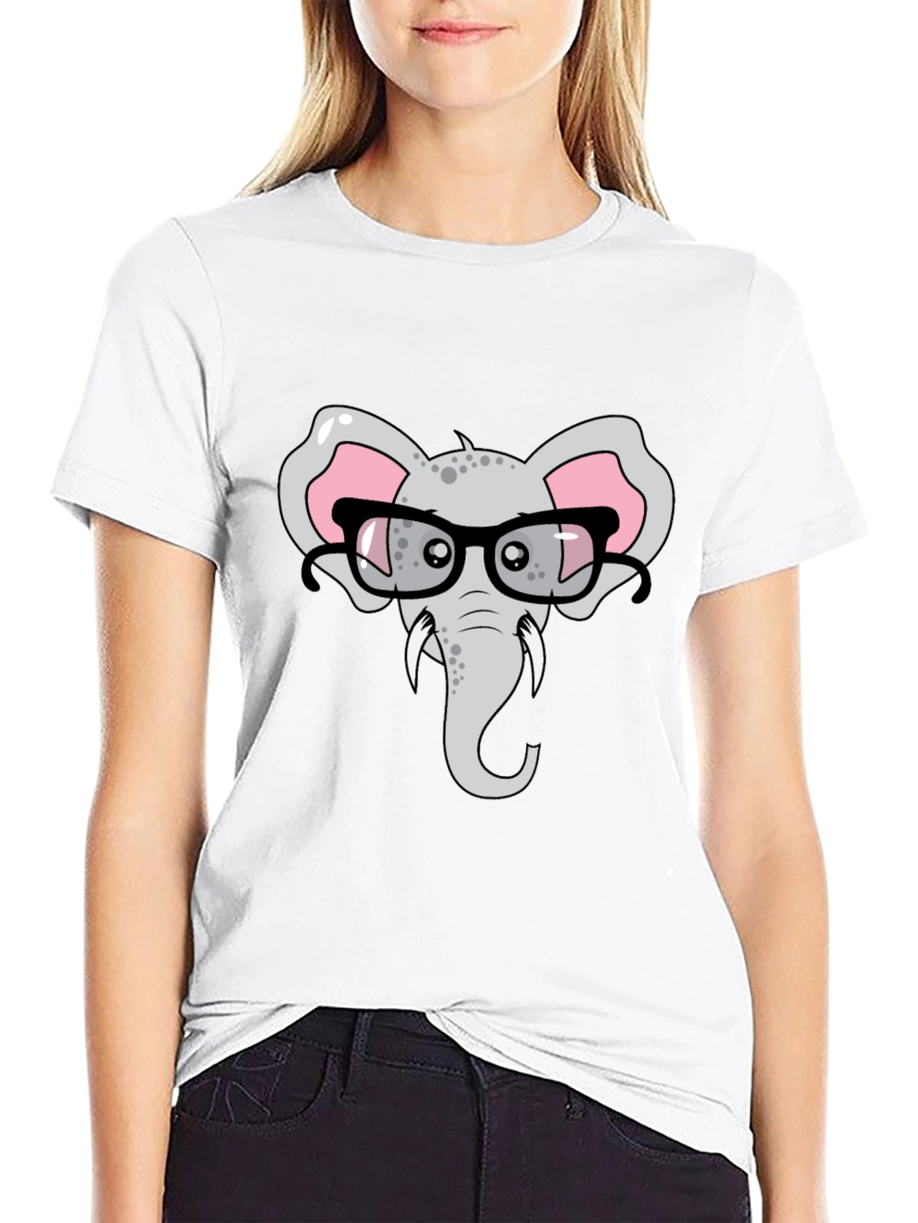 Elephant with Glasses Graphic T-Shirt