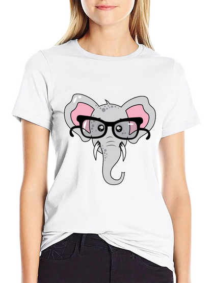 Elephant with Glasses Graphic T-Shirt