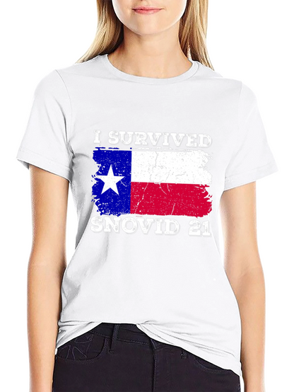 I Survived Snovid 21 Texas Flag T-Shirt