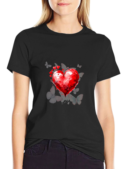 Heart & Butterflies Black T-Shirt