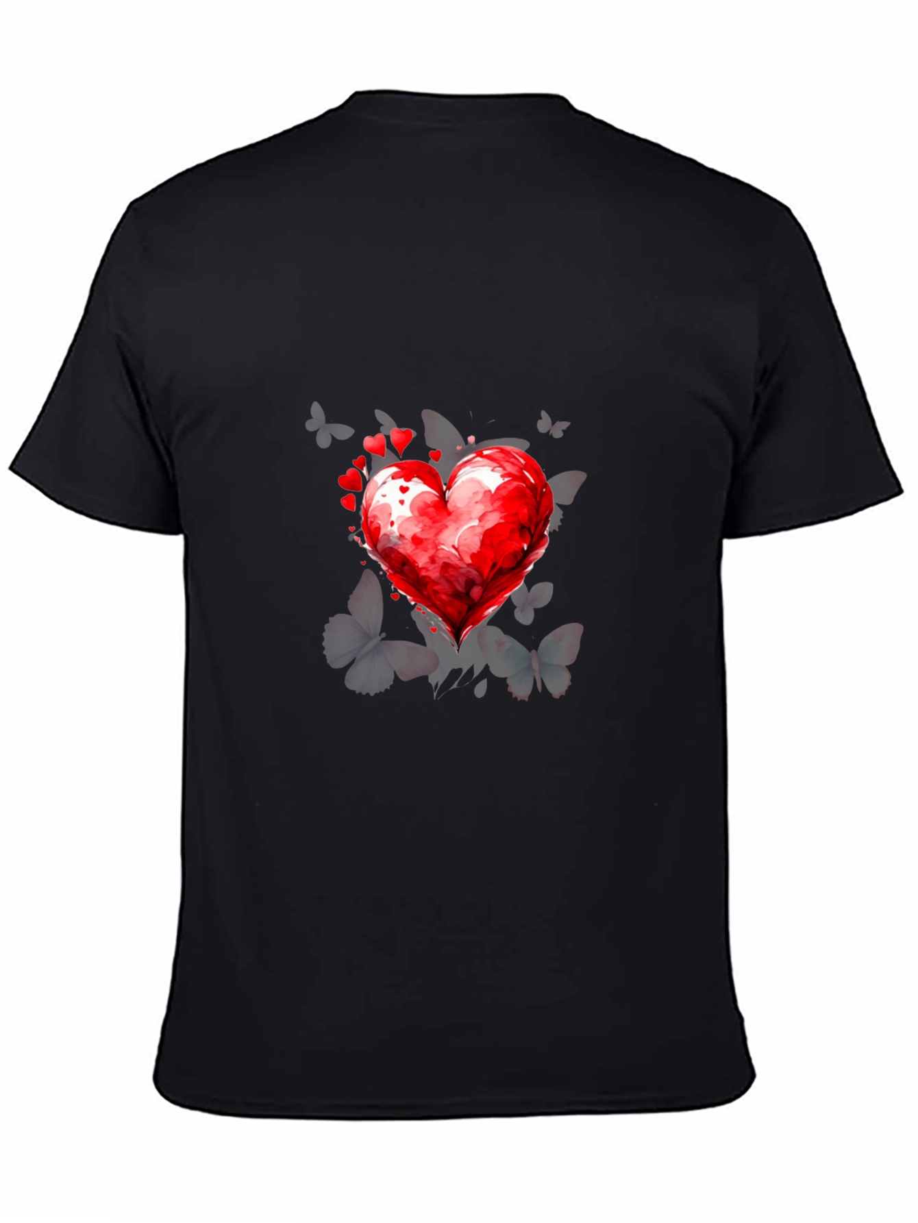 Heart & Butterflies Black T-Shirt