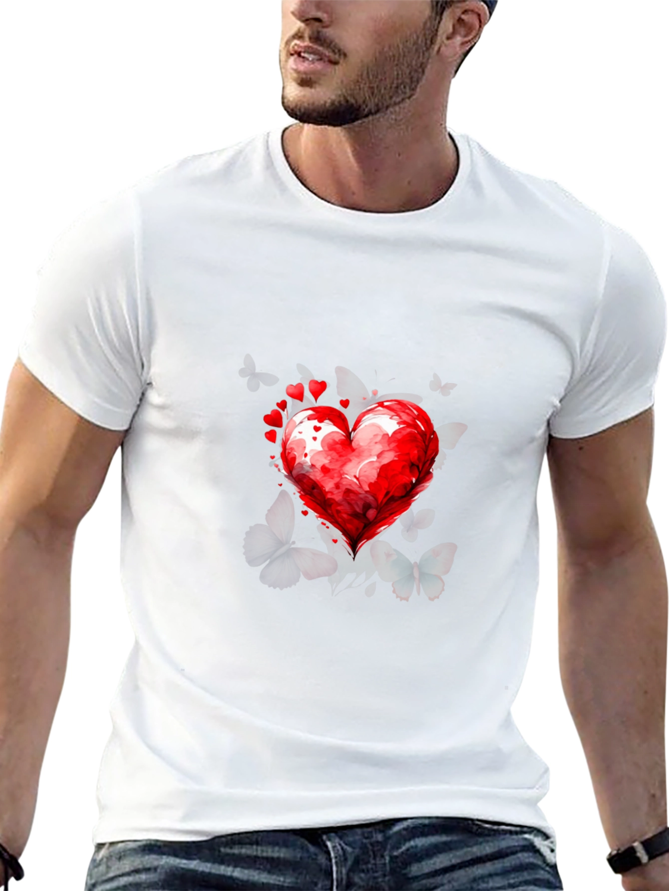 Heart & Butterflies Black T-Shirt