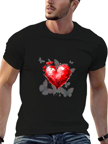 Heart & Butterflies Black T-Shirt