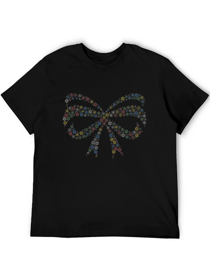 Festive Snowflake Bow Tie Black T-Shirt