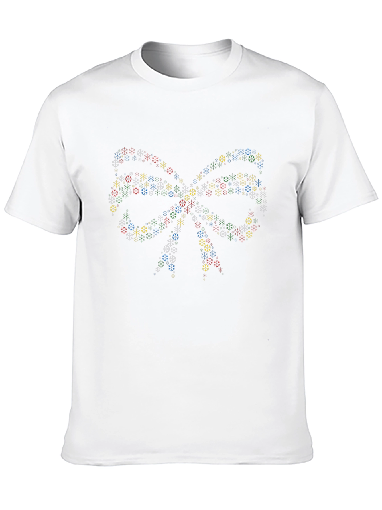 Festive Snowflake Bow Tie Black T-Shirt