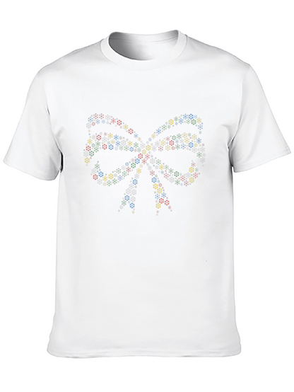 Festive Snowflake Bow Tie Black T-Shirt