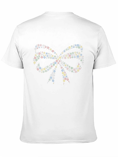 Festive Snowflake Bow Tie Black T-Shirt