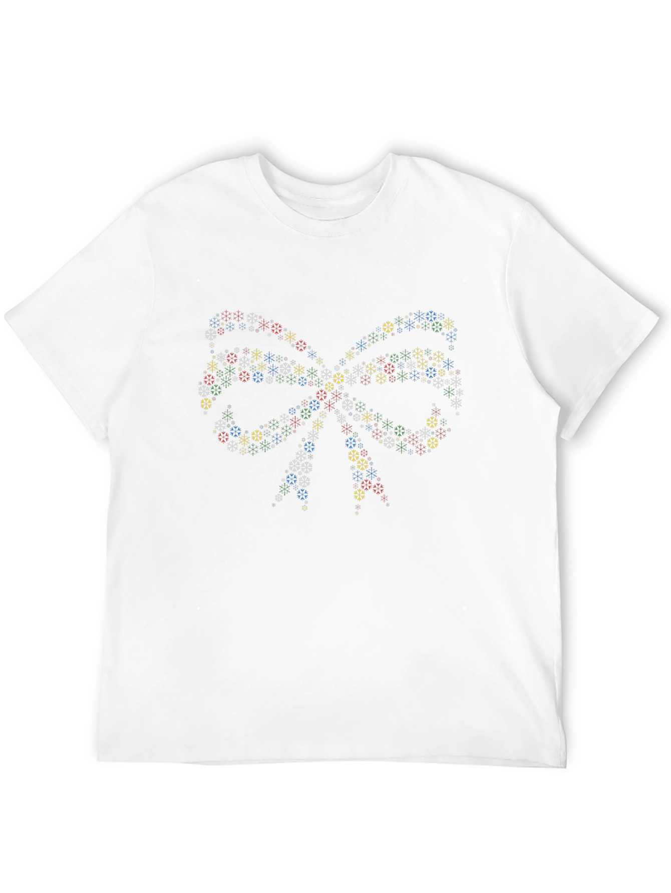 Festive Snowflake Bow Tie Black T-Shirt