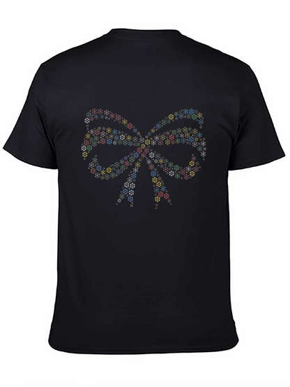 Festive Snowflake Bow Tie Black T-Shirt