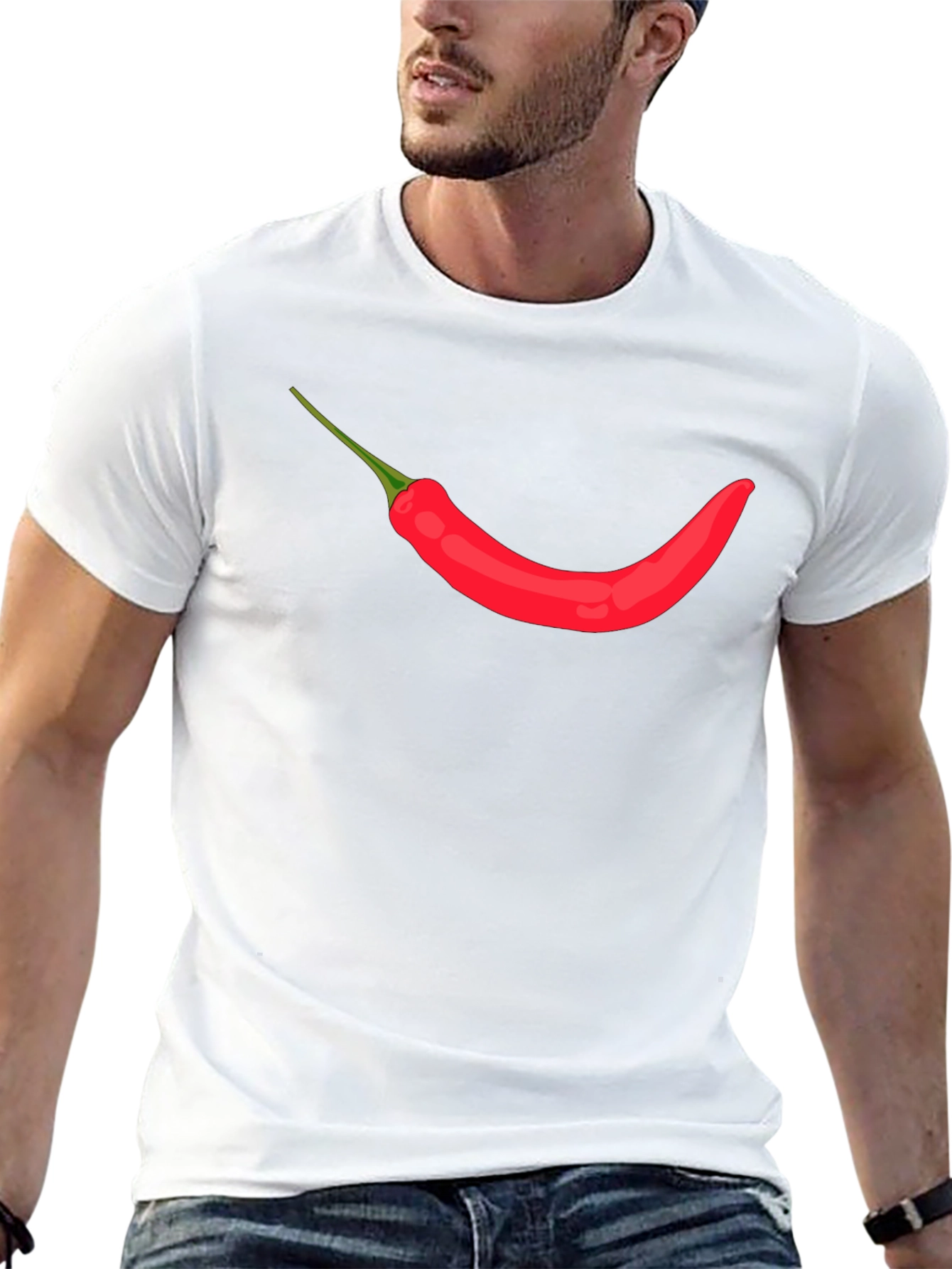 Mens Black T-shirt with Chili Pepper Design