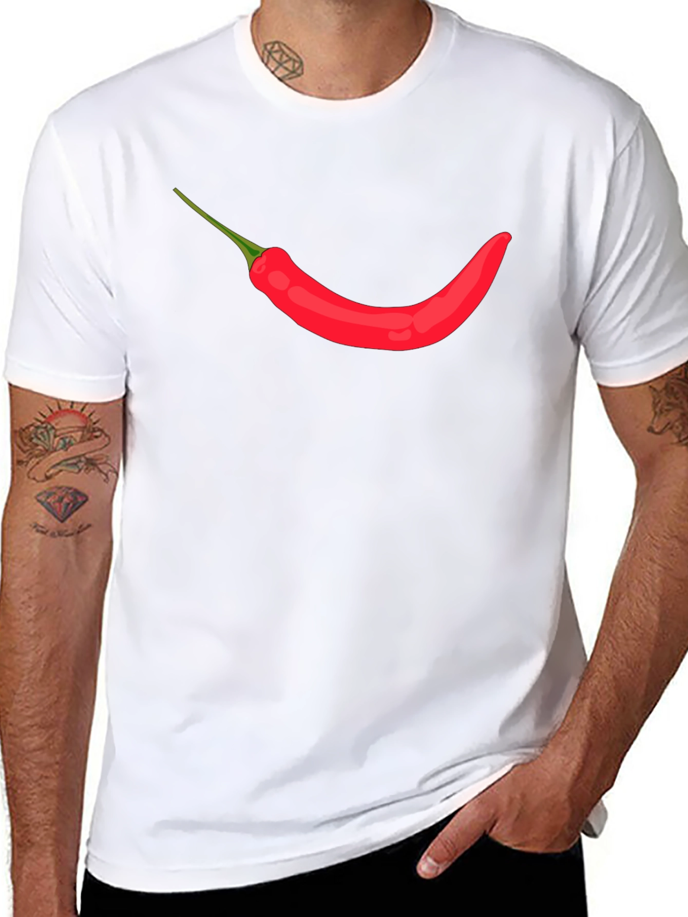 Mens Black T-shirt with Chili Pepper Design