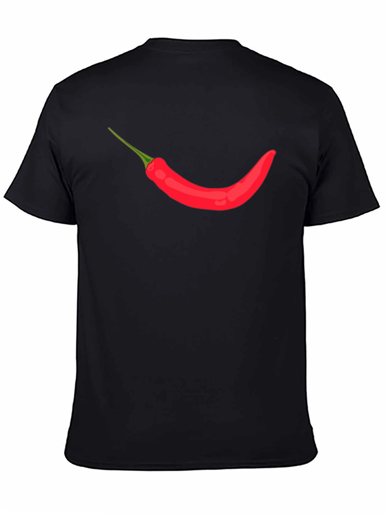 Mens Black T-shirt with Chili Pepper Design